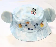 【218303】Disney ディズニー  ディズニーリゾート　スイスイサマー　バケットハット　ミッキーマウス　サイズ58cm ライトブルー