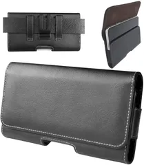 【数量限定】5.5インチ Plus対応 iPhone8 スマホポーチ ブラック 本革レザーケース ベルトケース スマホケース iPhone