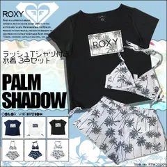 ロキシー 水着 新作 ビキニ 通販 人気 ブランド 可愛い かわいい 白 紺 パームツリー ホワイト ネイビー Ｍ Ｌ ラッシュTシャツ付き ビーチ リゾート RSW201009