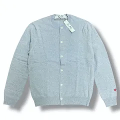 未使用 PLAY COMME des GARCONS Unisex Round Neck Cardigan With Small Emblem ラウンドネックカーディガン ニット プレイコムデギャルソン AX-N091-051 グリーンカモライトブルー L