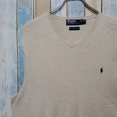 HA140☆ポロバイラルフローレン☆Vネックベスト☆ワンポイント刺繍ロゴ☆XL