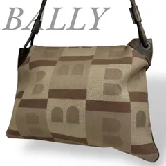 【B4301】 BALLY バリー ショルダーバッグ レザー キャンバス ブラウン モノグラム 肩掛け 大容量 A4可 ビッグロゴ 総柄
