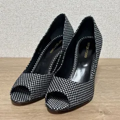 セルジオロッシ　ウェッジパンプス　オープントゥ 黒　白　レディース　371/2  約24.5cm