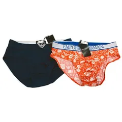 エンポリオアルマーニ EMPORIO ARMANI ブリーフ メンズ Mサイズ 海外サイズ　ロゴ　総柄　2枚セット ストレッチ アルマーニ　アンダーウェア 下着　ネイビー　濃紺　紺　レッド　赤　ホワイト　ブリーフパンツのサムネイル