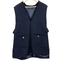 ジャーナルスタンダード クリアツイードベスト ブラック 金ボタン フリンジ