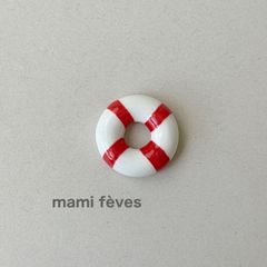 フェーヴ 赤×白の浮き輪 フランス フェーブ ミニチュア陶器