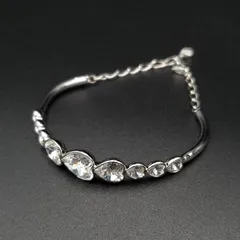 美品 SWAROVSKI スワロフスキー ブレスレット バングル ハート クリスタル M シルバーカラー ギフト プレゼント 贈り物