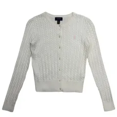 ポロラルフローレン ブラックレーベル アイボリー ケーブル コットン カーディガン M