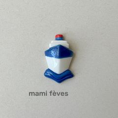 フェーヴ 赤×青×白の船 フランス フェーブ ミニチュア陶器