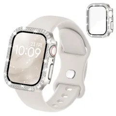 【数量限定】バンド Apple Apple Watch キラキラ Watch ケース付き バンド 互換用のアップルウォッチ ベルトとカバー アップルウォッチ 一体型 シリコン 全面保護 ダイヤモンド コンパチブル オシャレ [Straplanet] レディース