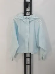 アディダス クロップド ウィンドブレーカー アディカラー ポプリン シアサッカー トラックジャージジャケット スカイブルー s