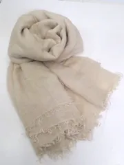 【226626】Faliero Sarti ファリエロサルティ  大判 ストール フリンジ 無地 レーヨン シルク混 - ベージュ