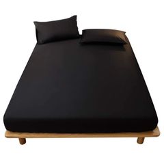 マチ部分約30cm 着脱簡単 吸汗 通気性 柔らかな触感 ベッドカバー 丸洗い可能 シーツ 快眠 ベッドシーツ マットレスカバー (ブラック 吸水速乾 クイーン・160X200X30cm) ボックスシーツ