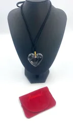 Baccarat バカラ ハート型 クリスタル ペンダント チョーカー ブラック ゴールド クリアガラス 箱 保存袋付き