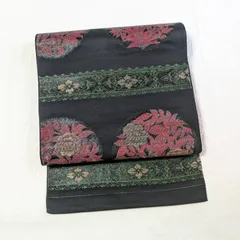 名古屋帯 京袋帯 長尺 花唐草 花輪 袋仕立て 正絹 148