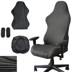 YOSHICA ゲーミングチェア カバー オフィスチェアカバー チェアカバー 洗える ゲーミングチェア カバー 座面 背面 アームカバー 事務椅子カバー 背もたれ フルカバー 伸びる (ブラック) [ブラック]