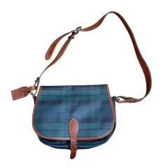 90s ポロ　ラルフローレン　ショルダーバッグ　チェック　PVC レザー　グリーン　スクール　ヴィンテージ