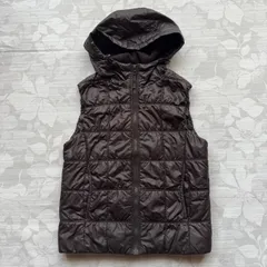UNIQLO ユニクロ フード付き キルティング 中綿ベスト S ダークブラウン
