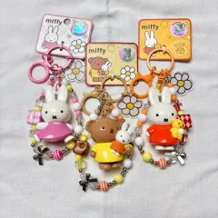 ミッフィー ビーズ ストラップ フラワー チャーム キーホルダー