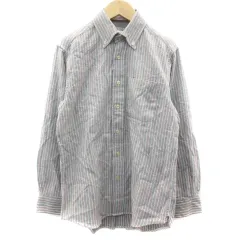シンプルライフ SIMPLE LIFE カジュアルシャツ 長袖 ボタンダウン ストライプ柄 ウール混 S グレー /YM10