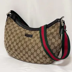 GUCCI グッチ ショルダーバッグ ハーフムーン シェリーライン GGキャンバス ベージュ 181092