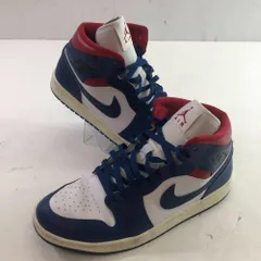 04w5610∞※【中古】 NIKE WMNS AIR JORDAN 1 MID ナイキ ウィメンズ エア ジョーダン 1 ミッド ホワイト/フレンチ ブルー-ジム レッド 28cm スニーカー 【八王子店】