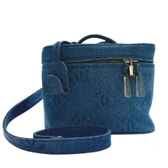 【中古】 CHANEL シャネル  ヴィンテージシャネル ココマーク デニムバニティケース 化粧ポーチ ストラップ付き デニム ショルダーバッグ レディース 25015049 HO