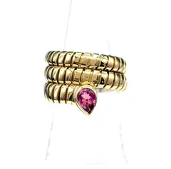 ブルガリ BVLGARI トゥボガス リング YG イエローゴールド 指輪 トルマリン リング 13号 750 トルマリン レディース 【中古】