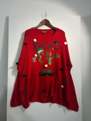 2XL U S A クリスマス アグリー ボンボン ニット