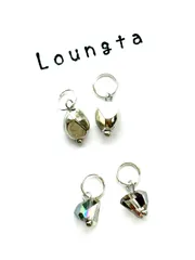 3760チャームセット シルバー ガラスビーズの小ぶりピアス 樹脂ピアス