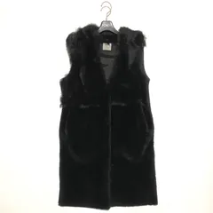 未使用級 EMMETI エンメティ リアルムートン ジレ リアルファー  ニット 切替 ブラック 38 M