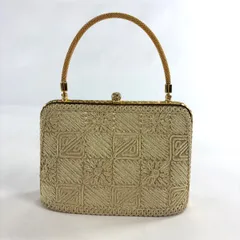 【美品】 和装バッグ 優品 セミフォーマル 幾何学 金糸 金色 和装小物  【中古】
