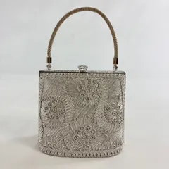 和装バッグ 優品 セミフォーマル 花 幾何学 銀糸 銀色 和装小物  【中古】