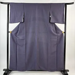 【美品】 色無地 身丈157cm 裄丈63cm S 袷 地紋 紫 正絹 優品 【中古】