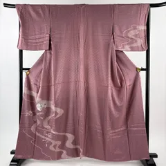 付下げ 身丈162cm 裄丈68cm L 袷 皷 扇 刺繍 絞り 紫 正絹 優品 【中古】