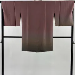 道行 身丈94cm 裄丈66cm M 和装コート 角衿 ぼかし柄 地紋 ピンクベージュ 正絹 秀品 【中古】