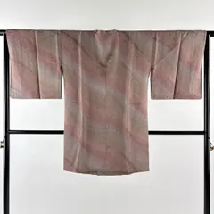 【美品】 道行 身丈92cm 裄丈65cm M 和装コート角衿 花唐草 地紋 ぼかし 小豆色 正絹 秀品 【中古】