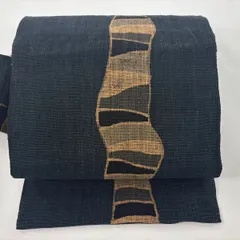 名古屋帯 逸品 夏帯 幾何学 墨色 科 【中古】