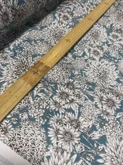 2m 日本製　ボタニカル　花柄　水色　スケア