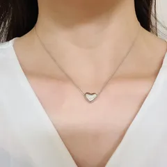 サージカルステンレス ハートチャームネックレス シルバー 40cm