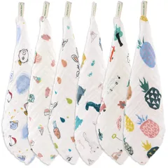 新品 ガーゼベビータオルセット(6枚入り)綿100% 6層ベビータオル30×30 cm繰り返し使えるおしぼりが敏感肌の方や赤ちゃんにぴったりです