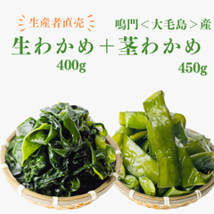 「生産者直売」鳴門生わかめ400g&くきわかめ450g 2個セット