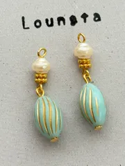 3771チェコビーズピアス チェコビーズパール パールピアス 樹脂ピアス