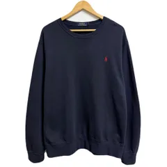 POLO RALPH LAUREN ポロ ラルフローレン トレーナー スウェット 裏起毛 ワンポイントロゴ 刺繍 紺 ネイビー XLサイズ No.L831
