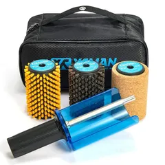 XCMAN スノーボード用ナイロン、ブロンズ、コルク、馬毛ブラシ ロータリーブラシ、シングルシャフト(ハンドル)の４点セット、100 mm長さ (ナイロン、コルク、馬毛ブラシ、シングルシャフト(ハンドル))