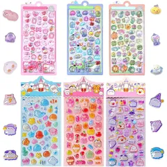 ANZOBEN シール ぷくぷくシール 可愛い 6枚セット 3D 立体 ぷっくり ごほうび 子供 大容量 詰め合わせ スマホケース 手帳 diy 贈り物 （B） 1