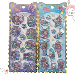 loong 水入りシール ウォーター ぷっくり しずくちゃん シャカシャカシール 励ましステッカー 3D 立体 2 枚入り 精巧な柄 手帳用装飾 DIY クリエイティブ ファッション 個性的 かわいい ギフ 2セット P 0