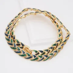 L088 ドーラン D'ORLAN ネックレス グリーン ブルー エナメル ゴールド デザイン コスチュームジュエリー