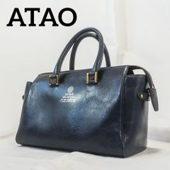 ATAO アタオ モノグラム トートバッグ ネイビー×キャメル 大容量 ロゴ