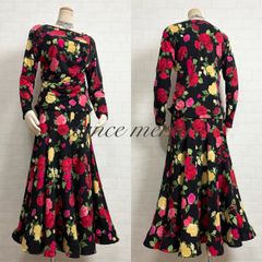 新品　社交ダンス　スカート　黒　赤　白　タンゴ　レッスン　パーティ　8243 新品 社交ダンス スカート 黒 赤 レッスン パーティ 花柄 タンゴ 6244